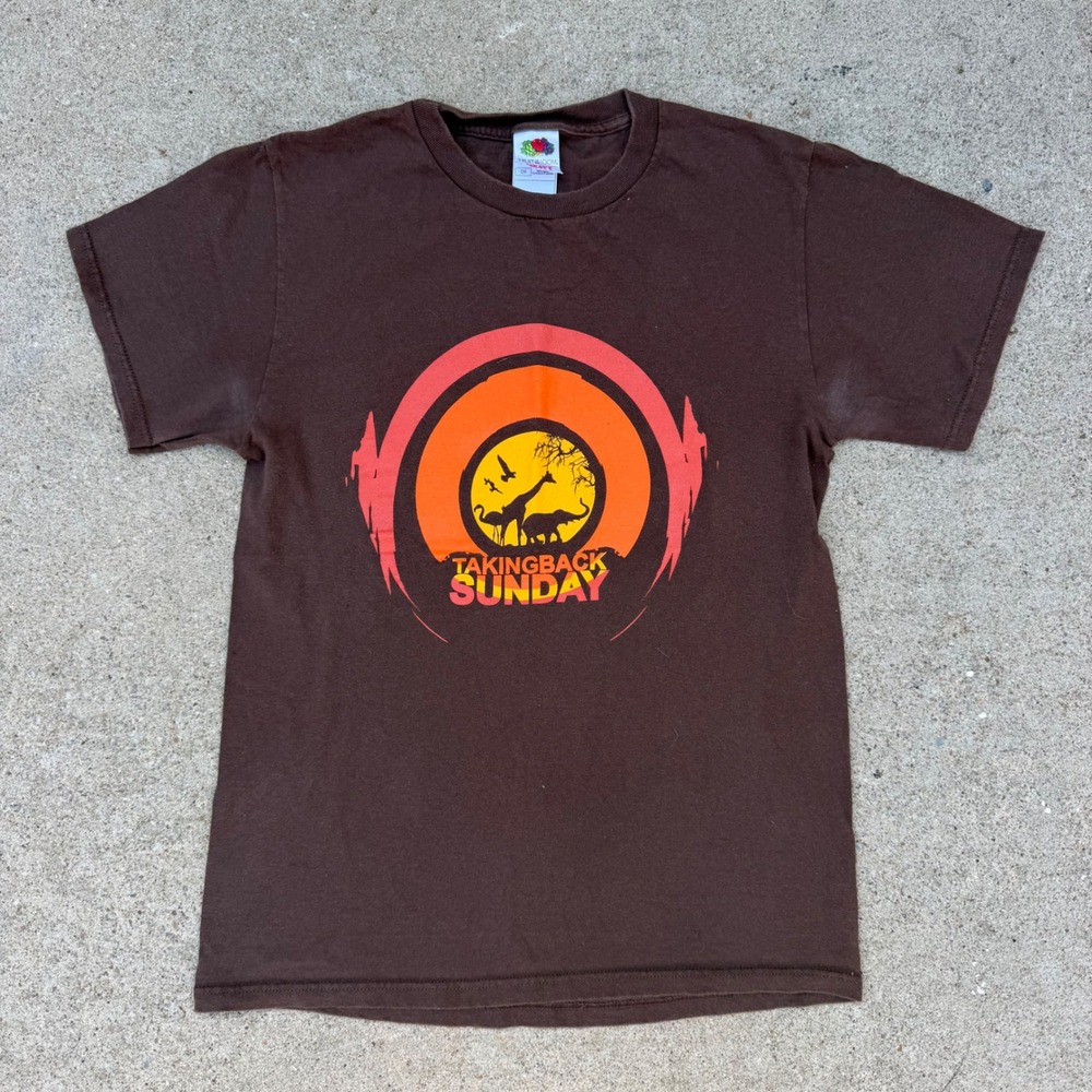 Fruit Of The Loom T Shirt Mens S Brown Taking Back Sunday Band Emo Pop Punk Tee